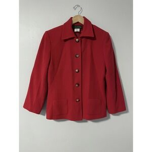 Harve Benard by Holtzman Women's Red Wool Cashmere Blazer Nylon Lined Size 10